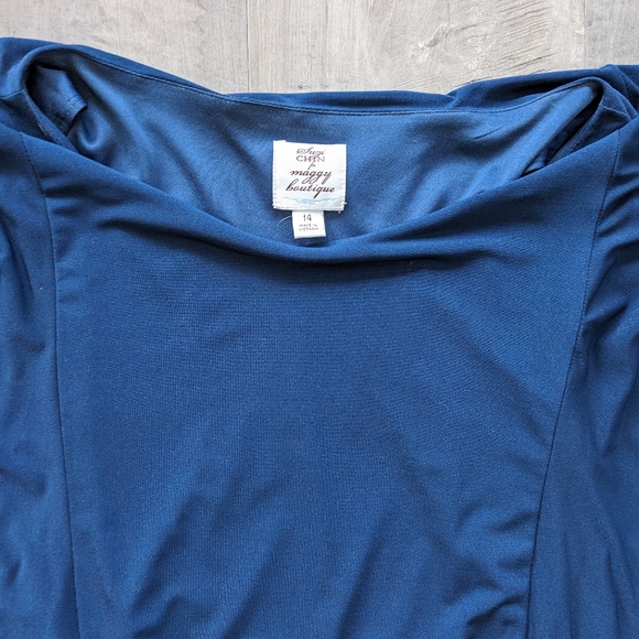 Suzi Chin for Maggie Boutique Navy Dress 14 - Picture 4 of 4